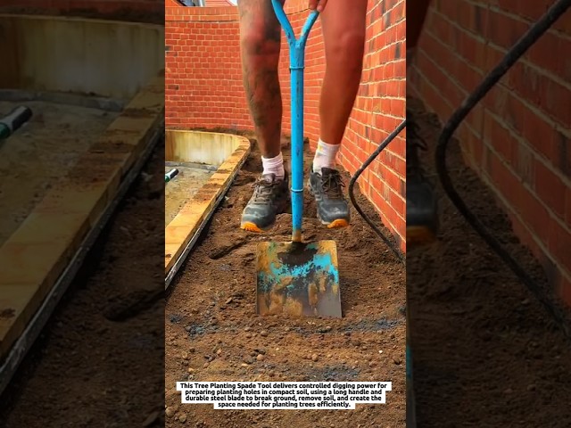 Tree Planting Spade Tool Digs Deep Planting Holes in Compact Soil With Long-Handle Leverage