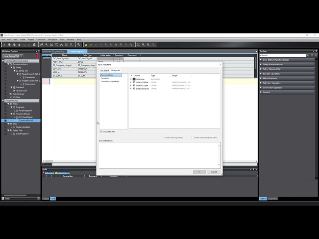 Safety function block program example