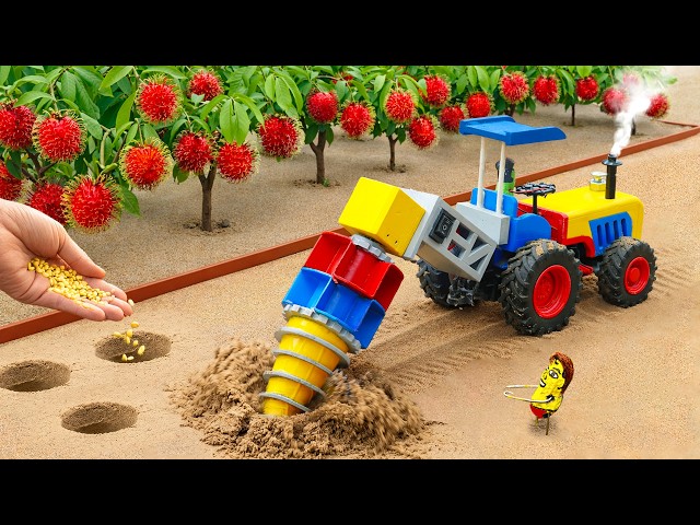 DIY Mini Tractor Hole Drilling Machine 🌱 Perfect Seedling Planting & Harvest | HP Mini
