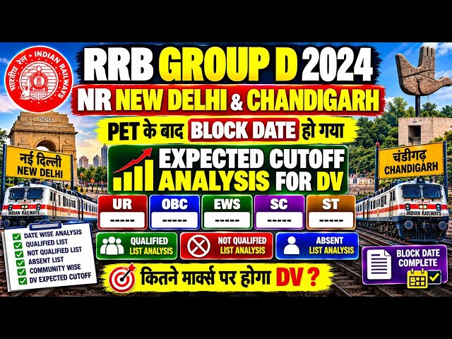 RRB group nr new delhi chandigarh block date PET ke bad expected cutoff analysis for DV 2026 level-1