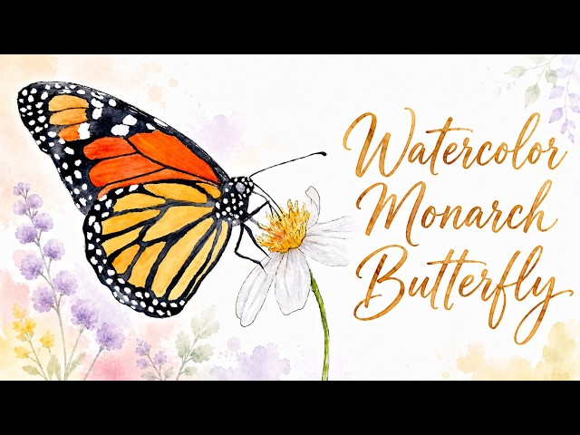 Easy Watercolor Monarch Butterfly Tutorial + Free Outline