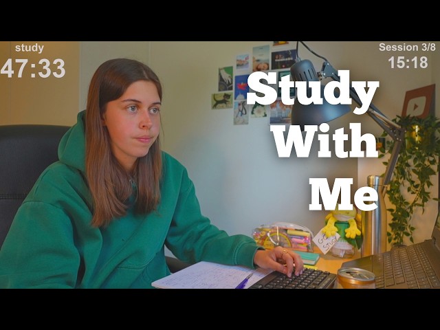 LIVE 8 HOURS Study With Me (50 min study + 10 break)