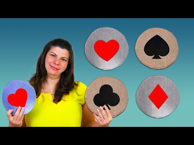 DIY Round Card Holder with Card Suits Applique // Sewing Pattern