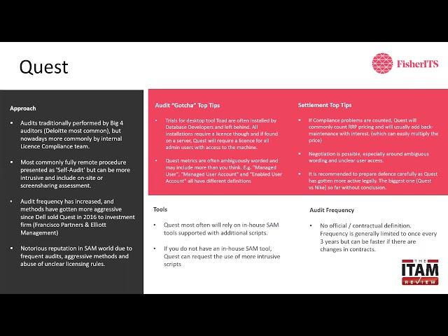 Understanding Quest Software Licence Audits