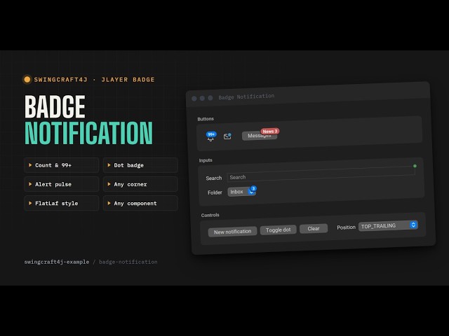 Badge Notification using Java Swing with FlatLaf