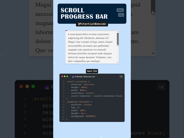 📈 Scroll Progress Bar Website Design UI using HTML CSS  #htmlcss #coding #shorts