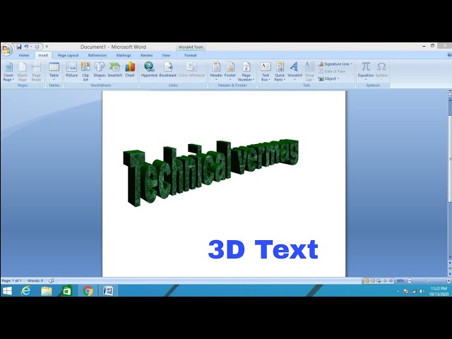 how to make 3d text in ms word 2007 || Add 3D Text in Ms word 2007
