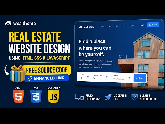 Real Estate Website Design Using HTML, CSS & JavaScript | Free Source Code
