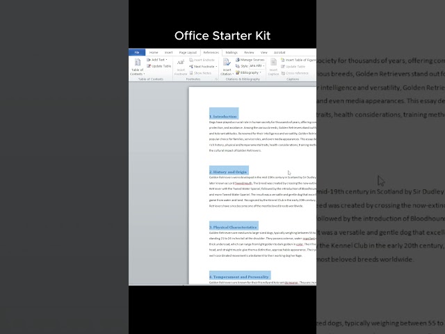 Create Automatic Table of Content in Word  #excel#tutorial #word #table #officestarterkit