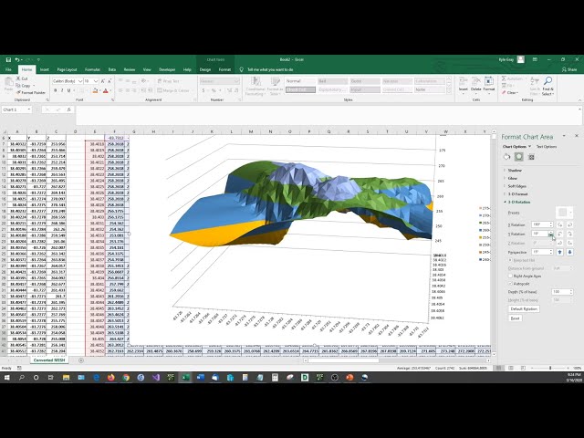 Graph X Y Z Data Inside Microsoft Excel in 3D - 3D Scatter, 3D Surface, XYZ Mesh