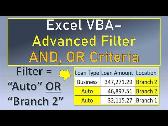 Excel VBA Advanced Filter with AND, OR Criteria