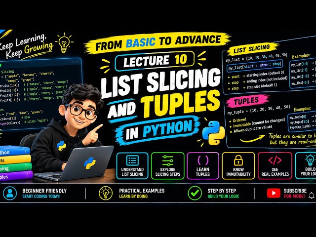 Python Full Course ♥️ | List Slicing & Tuples | Lecture 10