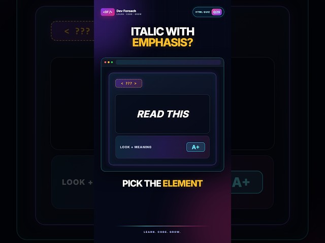 HTML Quiz #29: Which Tag Adds Real Semantic Emphasis? 🤔 #codingquiz #programming #html #htmlquiz