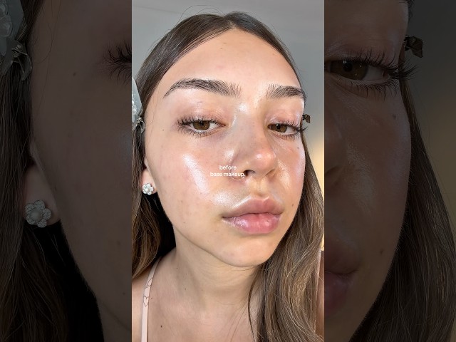 before vs after base makeup #makeup #softglamlook #makeuptutorial #grwm #skincare