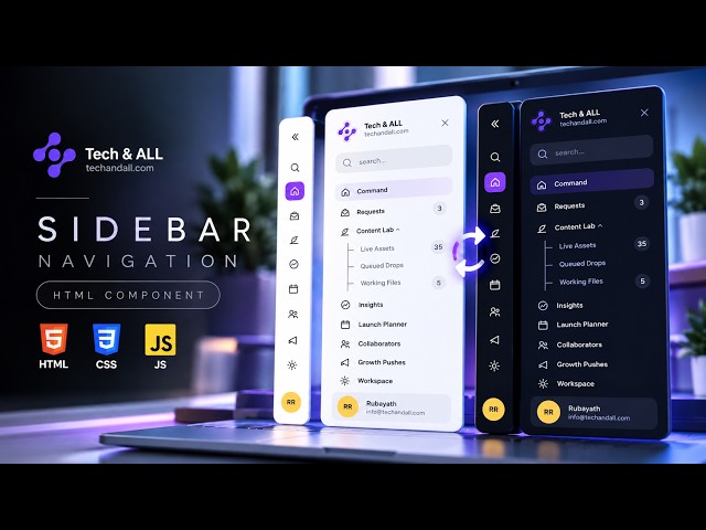 NeatHub — Light & Dark Sidebar Navigation HTML CSS JS Component