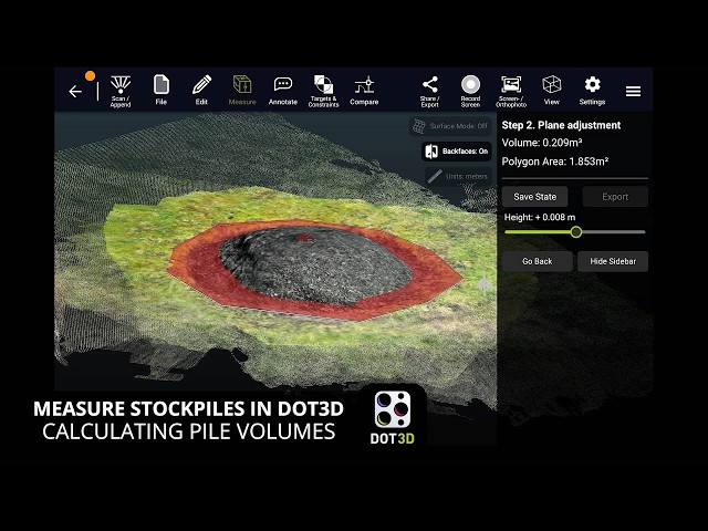 Pile Volume Measurement in Dot3D | Calculate total cubic volume of a stockpile