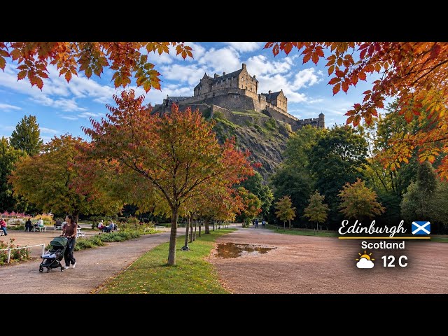 Edinburgh Is Starting to Look Like Autumn 🍂 12°C Princes Street Walk | Scotland Walking Tour 4K.