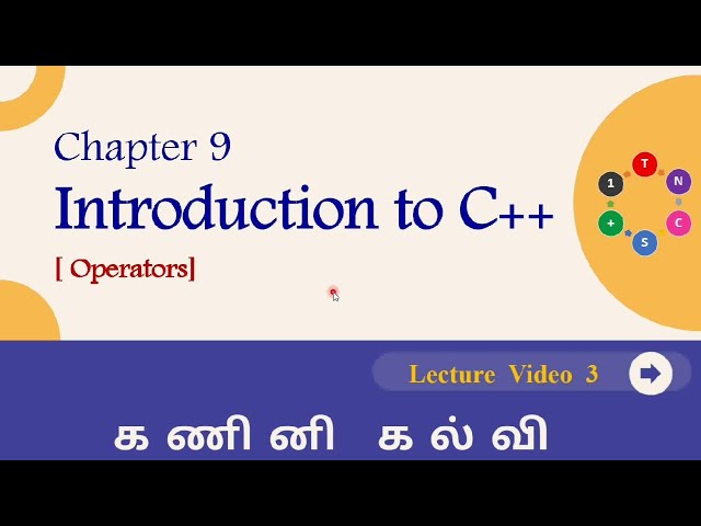 3. 11th Computer Science Chapter9 Introduction to C++| C++ operators with example|11th CS|TN CS 11th