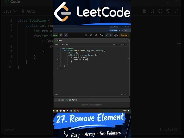 LeetCode Problem #27 | Remove Element #java #leetcode #coding #leetcodejourney #algorithms