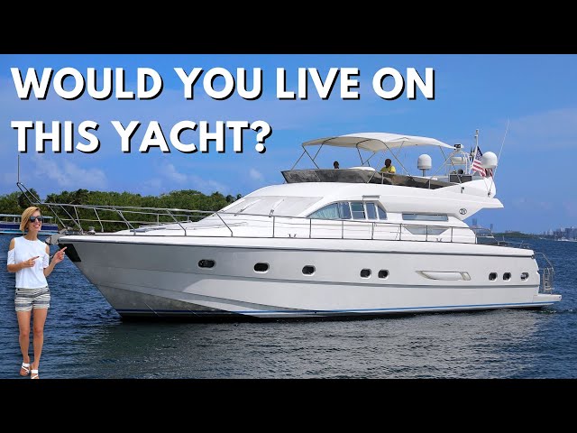 $385,000 56' Yacht Tour 🤯 Can't Buy a house in MIAMI? Liveaboard 2001 VZ 56 FLY Motor Yacht