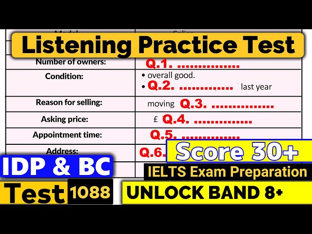 IELTS Listening Practice Test 2026 with Answers | 30.08.2026