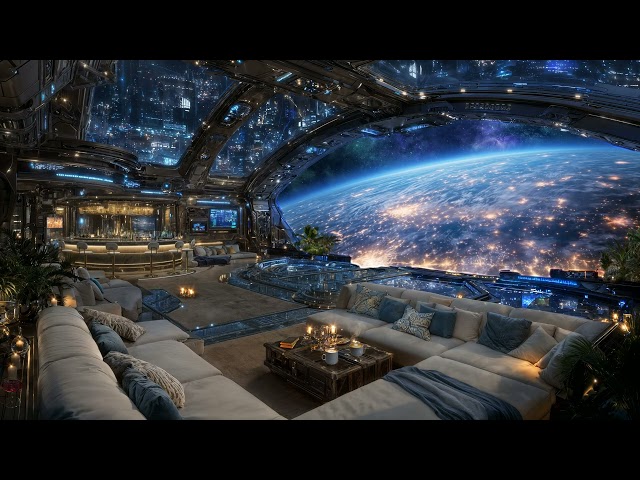 🎵 Quantara Sanctuary: Data Processing Lounge above the the Earth | Space Ambient Music | 4K | 10 hrs