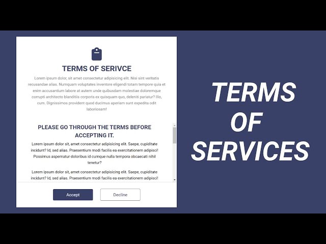 Terms of Services UI Design In HTML and CSS | Terms of Condition UI Design | #termsofservice