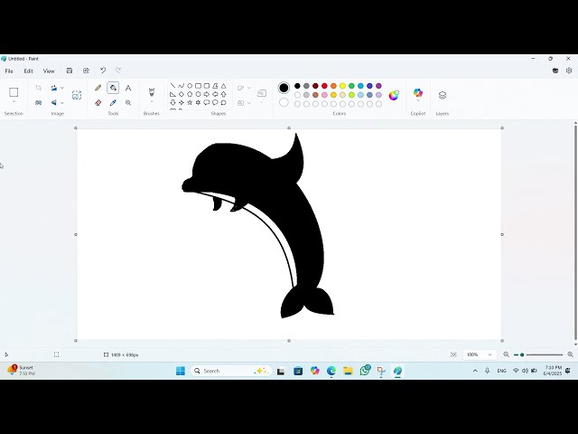 Dolphin Drawing in MS Paint 🐬 | Super Easy Tutorial for Kids