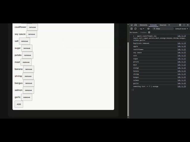 Javascript Sandbox 🤖 | Adding & Removing List