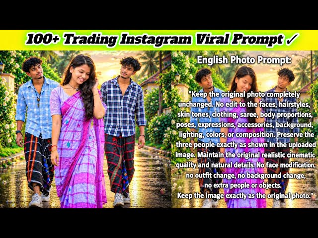 Instagram trending viral New photos editing prompts google gemini।।gemini photo editing prompt 