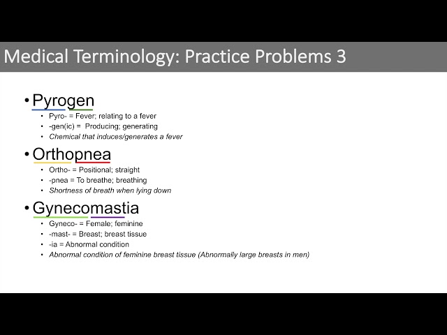 Medical Terminology | The Basics and Anatomy | Practice Problems Set 2