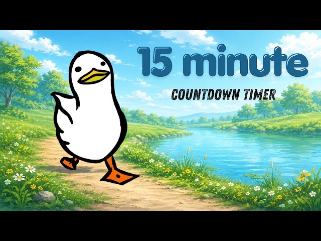 15 Minute Countdown Timer | Walking Duck | Relax & Focus With Cozy Jazz Music