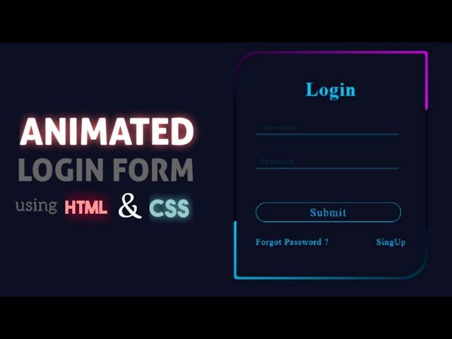 Animated Login Form Using HTML & CSS | Login Form