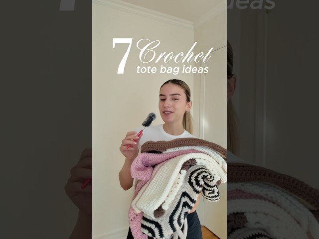 7 tote bag ideas ✨  #crochet #crochetbagtutorial #crochetbag #crochetbagpattern #crochettotebag