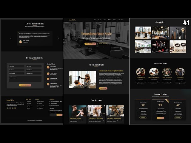Responsive Hair Salon Website Using HTML CSS Javascript & Bootstrap 5.3 | Navbar & Hero Section