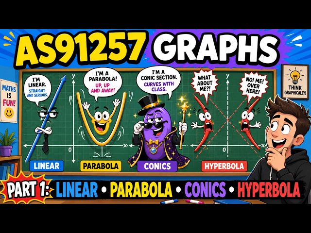 NCEA Level 2 Maths AS91257 Graphs Part 1 | Linear Functions, Parabolas, Conics & Hyperbolas