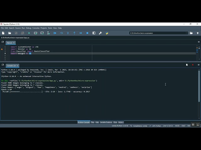 Micro Data Based expression Prediction TKinter in Python Projects