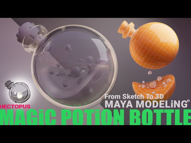 Potion Bottle 3D Modeling in Maya
