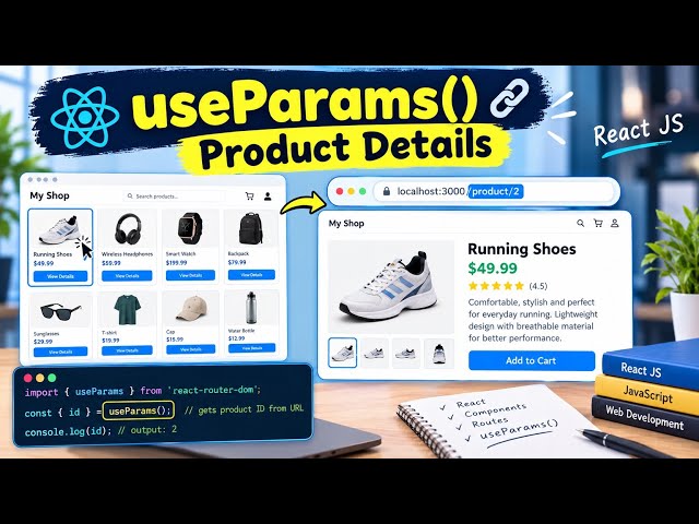 useParams() in React JS 🔗 | Show Product Details Using URL ID | React E-Commerce #tutorial #tamil
