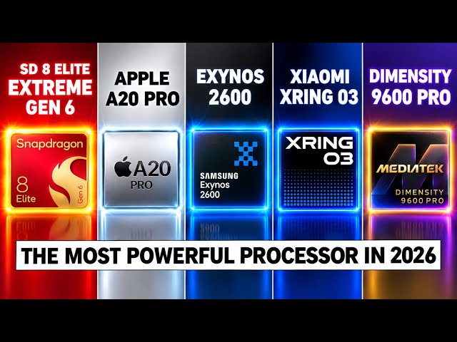 Snapdragon 8 Elite Extreme Gen 6 vs Apple A20 Pro vs Exynos 2600 vs XRING O3 vs Dimensity 9600 Pro