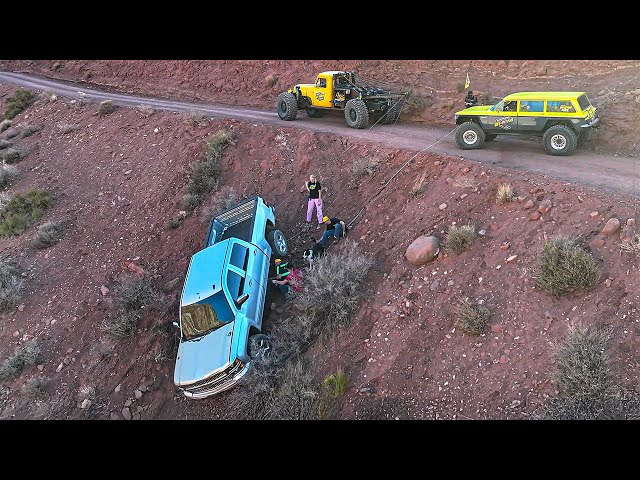 Chevy Truck Launches Over A Cliff… Driver Lucky To Be Alive!