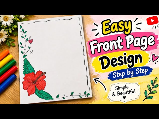 Easy Front Page Design Ideas|Simple & Beautiful Border Design for School Project|Notebook Decoration