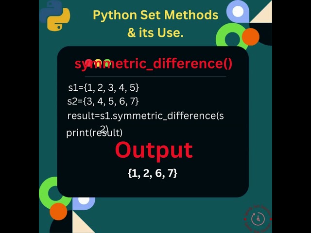 Exploring Python Set Methods 'symmetric_difference()'  #python  #coding  #interview #pythontutorial