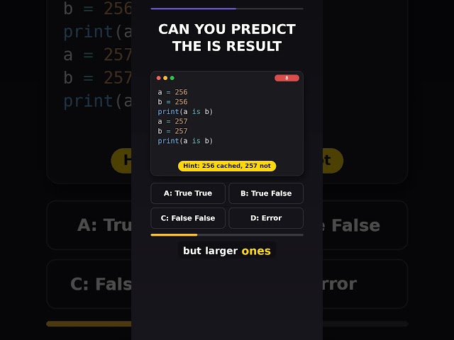 Python Identity Operator: is vs == – Guess the Output #python #coding #programming #trick