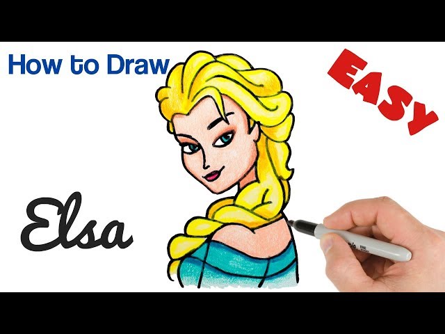 How to Draw Elsa From Frozen | Easy Cartoon Character Drawing lesson for beginners