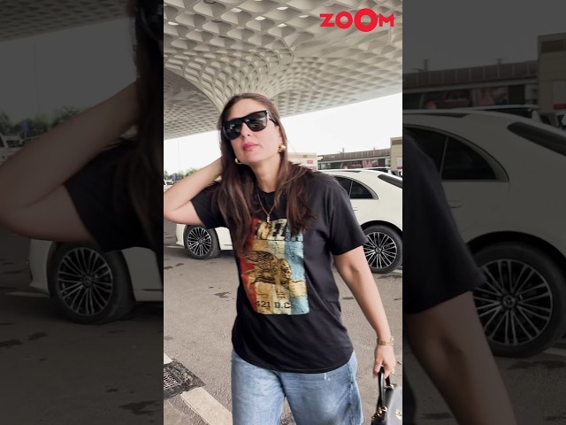 Kareena Kapoor briefly poses for paps before heading for the security check at the airport #shorts