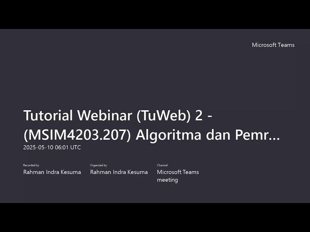 Tutorial Webinar TuWeb 2 - (MSIM4203.207) Algoritma dan Pemrograman UT 2025