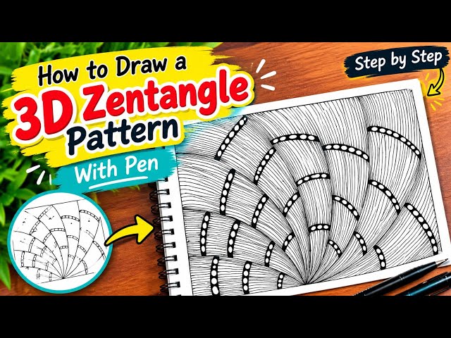 How to Draw a 3D Zentangle Pattern with Pen | Satisfying Line Art Tutorial