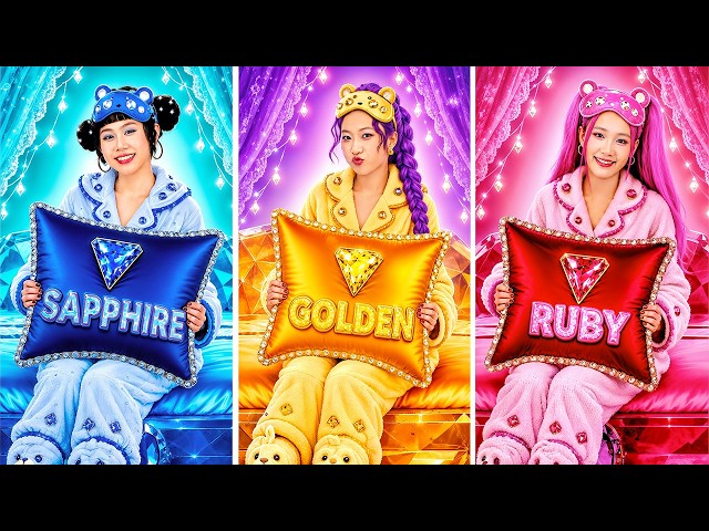 Golden Rumi Vs Sapphire Zoey Vs Ruby Mira At Huntrix Sleepover Party!