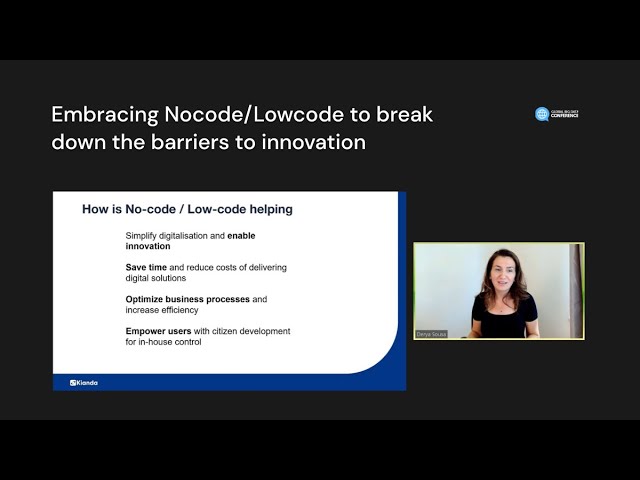 COO of Kianda, Derya Sousa explaining no-code / low-code application development
